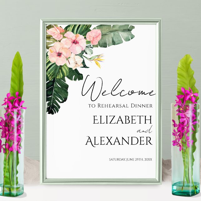 Palm Leaves Tropical Rehearsal Dinner Welcome Sign (Creator Uploaded)