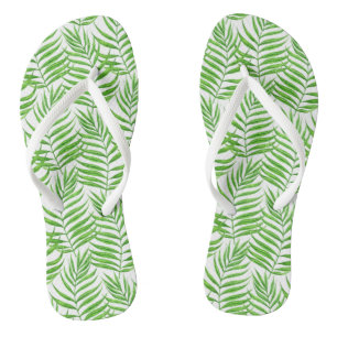 Palm leaves watercolor flip flops