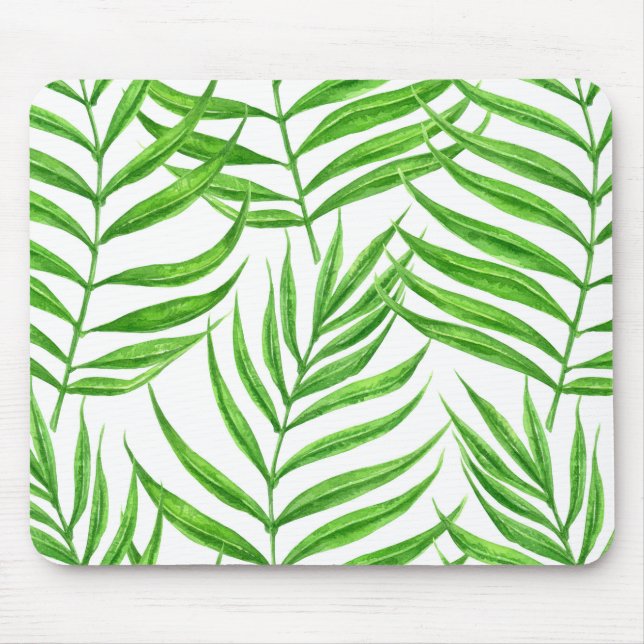 Palm leaves watercolor mouse mat (Front)