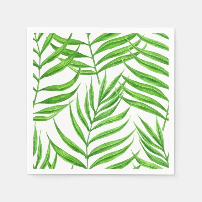 Palm leaves watercolor napkin (Front)