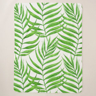 Palm leaves watercolor sherpa blanket