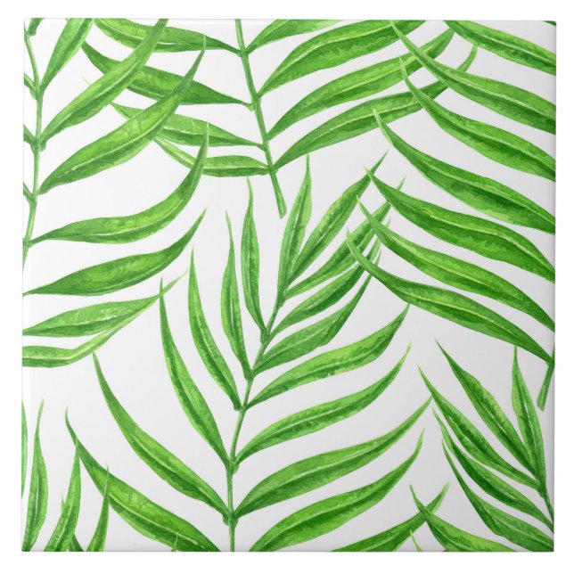 Palm leaves watercolor tile (Front)