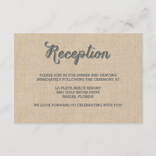 Palm Leaves Wedding Reception Cards (Front)