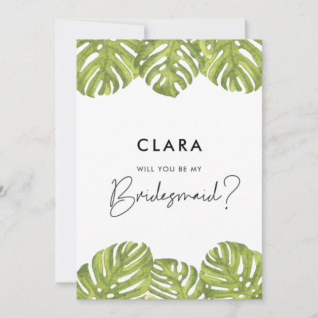 Palm leaves Will you be my bridesmaid card (Front)
