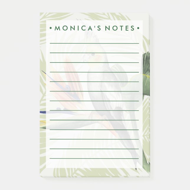 Palm Leaves With Black Bird Post-it Notes (Front)