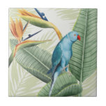 Palm Leaves With Blue Bird Tile<br><div class="desc">Palm Leaves With Blue Bird Artist: Grace Popp</div>
