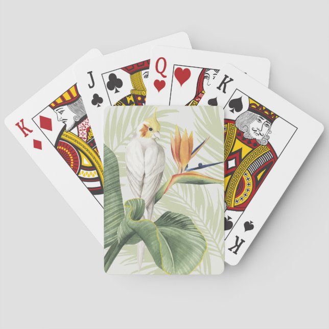 Palm Leaves With White Bird Playing Cards (Back)