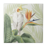 Palm Leaves With White Bird Tile<br><div class="desc">"Avian Paradise II" by Grace Popp. Palm Leaves With White Tropical Bird. | 157016GG</div>