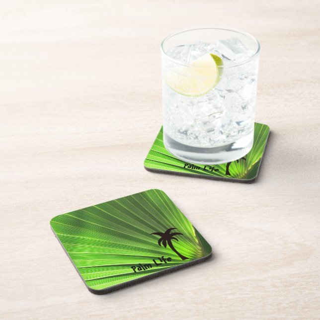Palm Life | Green Palm Frond with Palm Tree Coaster (Right Side)