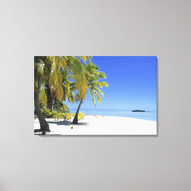 Palm lined beach Cook Islands 2 Canvas Print (Front)