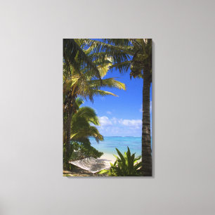 Palm lined beach Cook Islands 2 Canvas Print