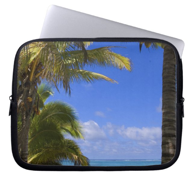 Palm lined beach Cook Islands 2 Laptop Sleeve (Front)
