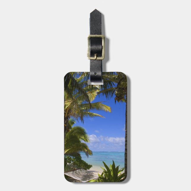 Palm lined beach Cook Islands 2 Luggage Tag (Front Vertical)