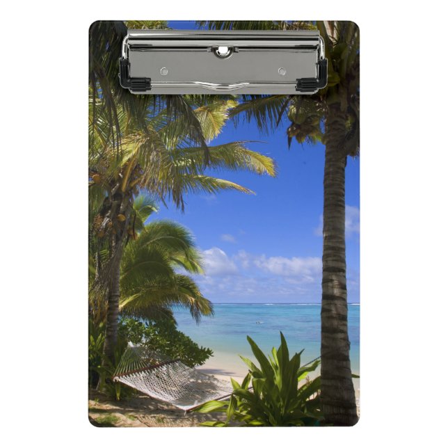 Palm lined beach Cook Islands 2 Mini Clipboard (Front)