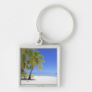 Palm lined beach Cook Islands 3 Key Ring