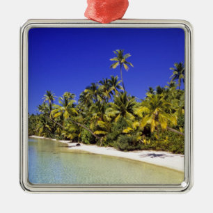Palm lined beach Cook Islands 6 Metal Tree Decoration