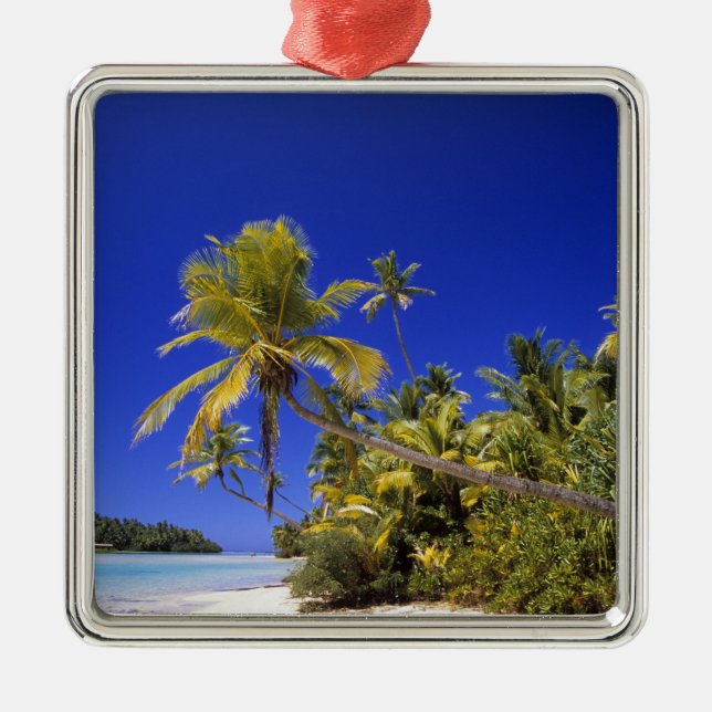 Palm lined beach Cook Islands 7 Metal Tree Decoration (Front)