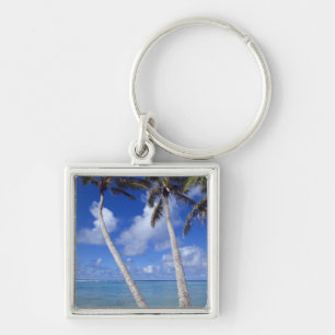 Palm lined beach Cook Islands Key Ring