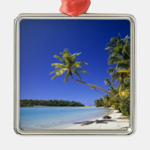 Palm lined beach Cook Islands Metal Tree Decoration