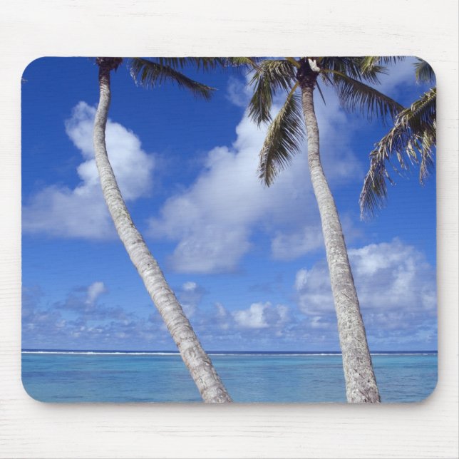 Palm lined beach Cook Islands Mouse Mat (Front)