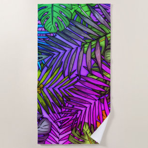 Palm & Monstera Leaves Miami Beach Towel