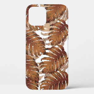 Palm Monstera Seamless Pattern. Orange White Tropi iPhone 12 Case
