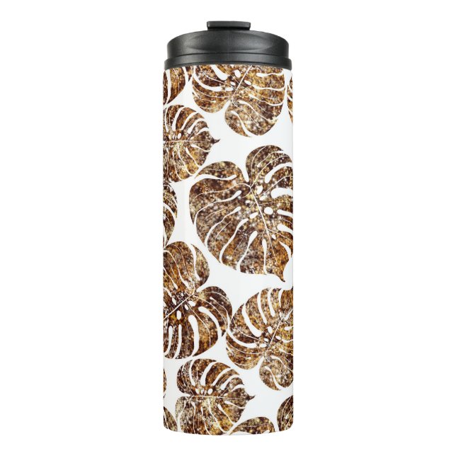 Palm monstera seamless pattern thermal tumbler (Front)
