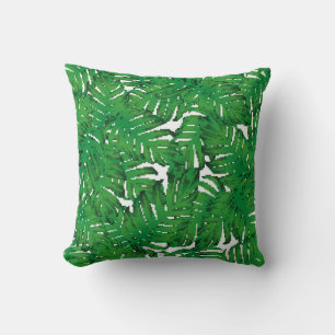 Palm Monstera Seamless Pattern. White Green Tropic Cushion