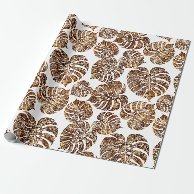 Palm monstera seamless pattern wrapping paper (Unrolled)