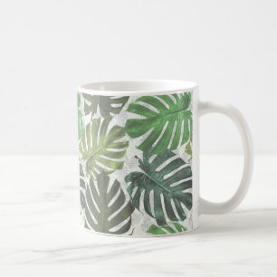 Palm monstera tropical leaves coffee mug