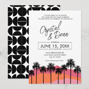 Palm Mountain Modern Wedding Invitation (pink)