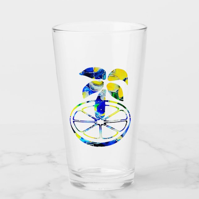 Palm on an orange slice glass (Front)