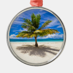 Palm on White Sand Beach Metal Tree Decoration
