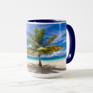 Palm on White Sand Beach Mug