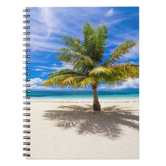 Palm on White Sand Beach Notebook (Front)