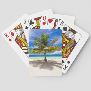 Palm on White Sand Beach Playing Cards