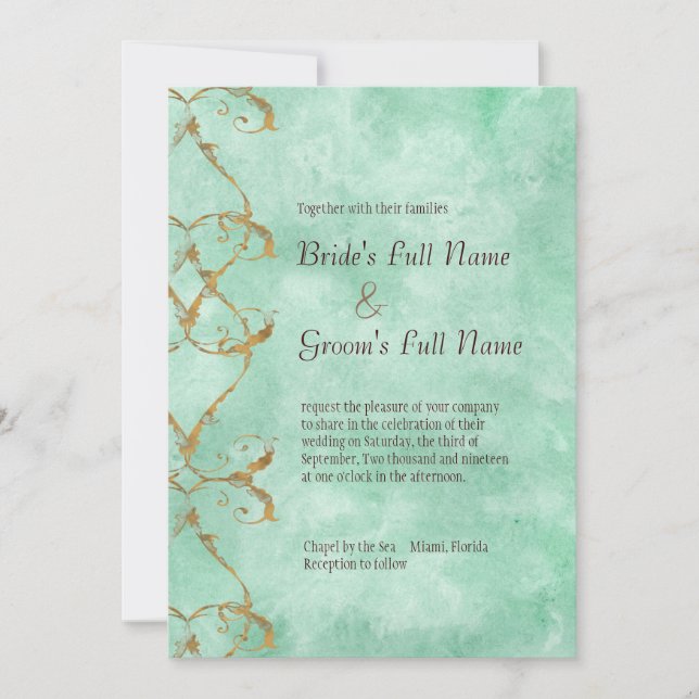 Palm Paradise  - Aqua Wedding Invitation (Front)