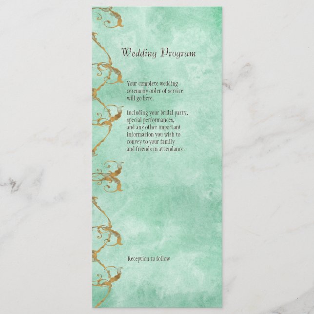 Palm Paradise  - Blue Green Wedding Program Card (Front)