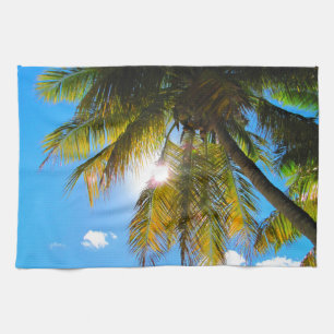 Palm Paradise Blue Sky Sunshine Tea Towel