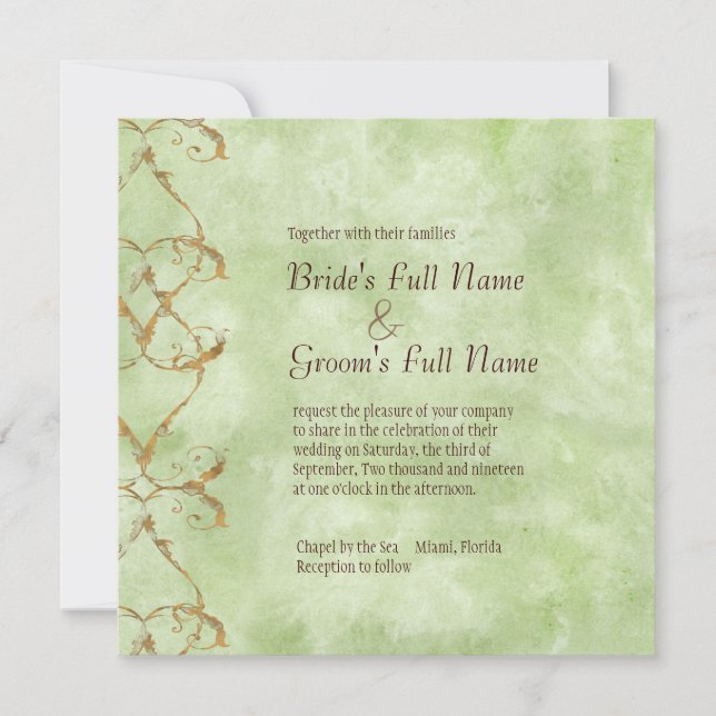 Palm Paradise  - Green Wedding Invitation (Front)
