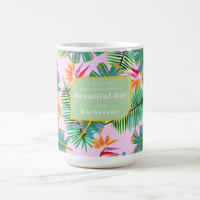 Palm Paradise Pink Coffee Mug (Center)