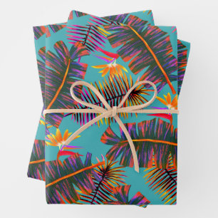 Palm Paradise Teal Wrapping Paper Sheet