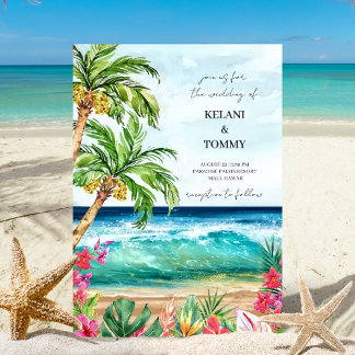 Palm Paradise | Tropical Beach Destination Wedding Invitation