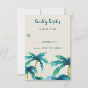 Palm Paradise   Tropical Beach Wedding RSVP Card