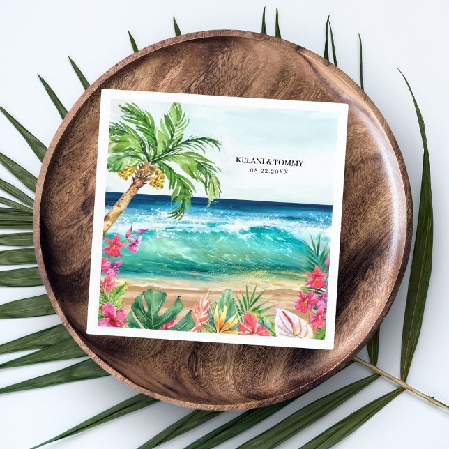 Palm Paradise Tropical Beach Wedding, Shower, Luau Napkin (Creator Uploaded)