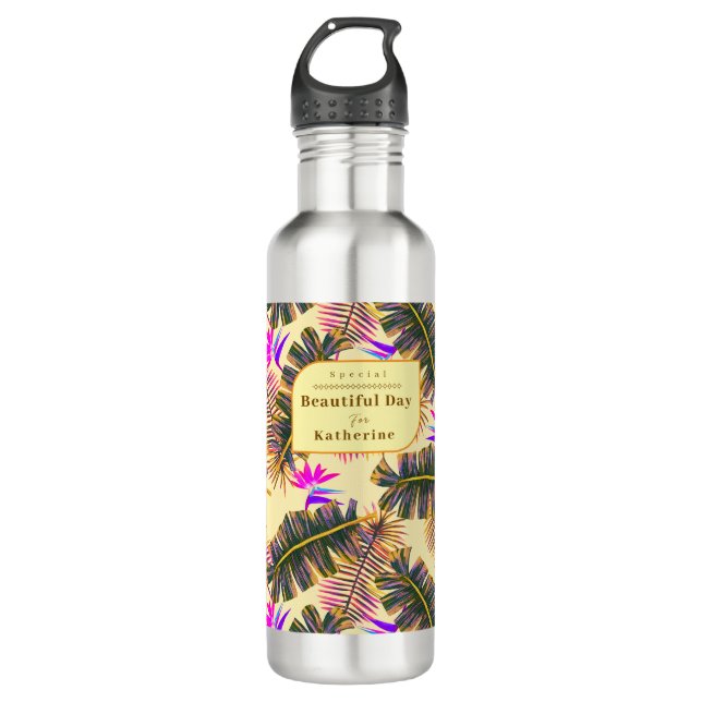 Palm Paradise Yellow 710 Ml Water Bottle (Front)