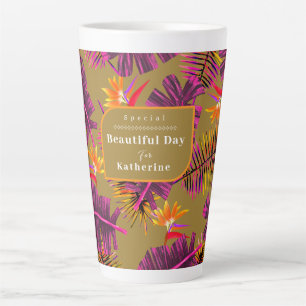 Palm Paradise Yellow Orange Latte Mug