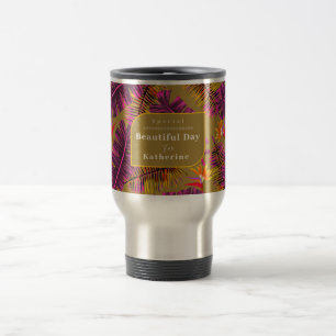 Palm Paradise Yellow Orange Travel Mug