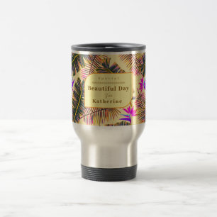 Palm Paradise Yellow Travel Mug