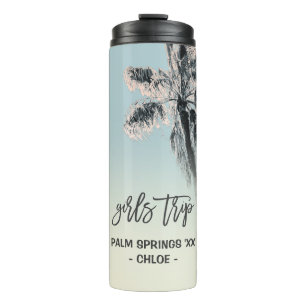 Palm Pink Aqua Girls Trip Personalised Tumbler